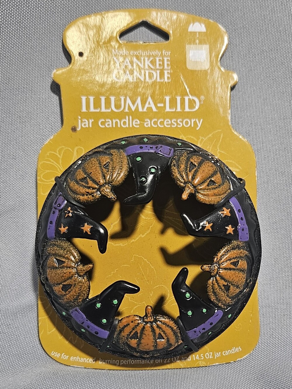 Yankee Candle Illuma Lid Jar Candle Topper Pumpkins Halloween Witches Hats NEW